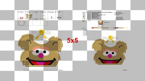 Fozzie Muppet Baby Head 02 Fill Machine Embroidery Design - Instant ...