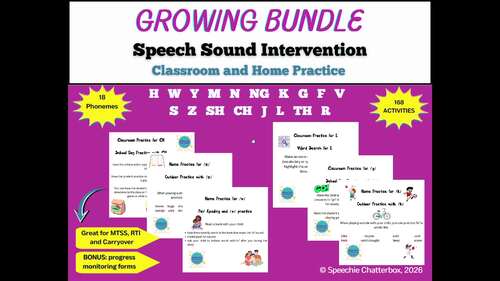 GROWING BUNDLE Speech Intervention: Classroom and Home Practice | TPT