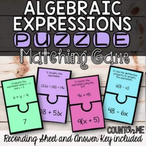 Algebraic Expressions Matching Game by Thriving Teacher Inc | TPT
