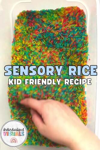 Easy SENSORY RICE Recipe - Sensory rice TASK ANALYSIS - DIY Sensory Bins