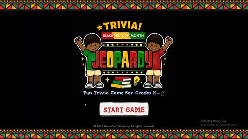 Black History Month Jeopardy Game | 2-Team Classroom Trivia | Grades K–2
