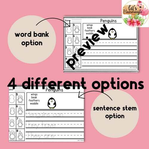 Winter Directed Drawing with Differentiated Writing Prompts January