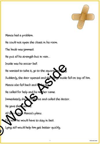 Leveled Reading Writing Fluency Passage SpEd ESL Text by Words Aside