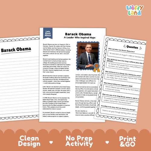 Barack Obama Biography | Black History Month Reading Comprehension Activity