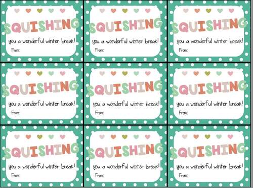 Cute "Squishy" Winter Break (Winter Holidays) Gift Tag | TPT