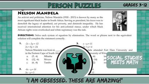 25 point influential person task- Board game on Nelson Mandela