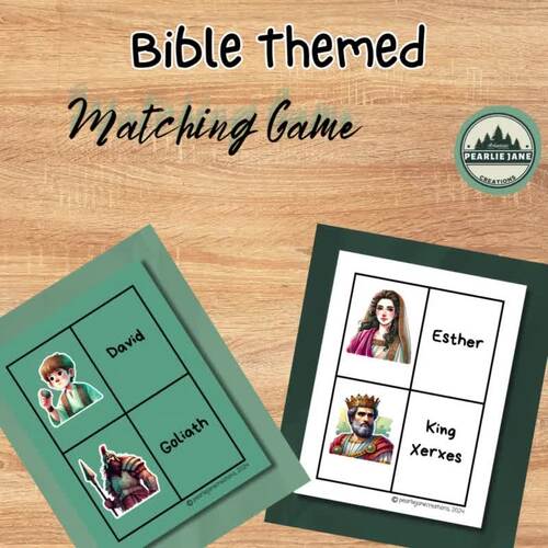 Bible Themed Memory Cards- Match Images to Words by Pearlie Janes Creations