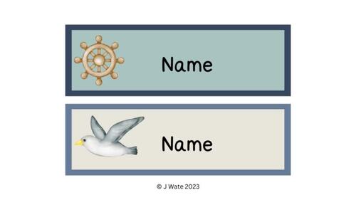 Editable Labels, Name Tags and Desk Tags in Ocean Theme | TPT