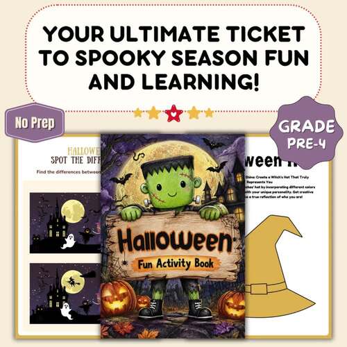 Math & ELA Halloween Worksheets for Pre-K to 4th Grade | Craft Activities