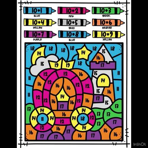 Kindergarten & 1st Grade Teen Numbers Worksheets – Fairy Tale Color by ...