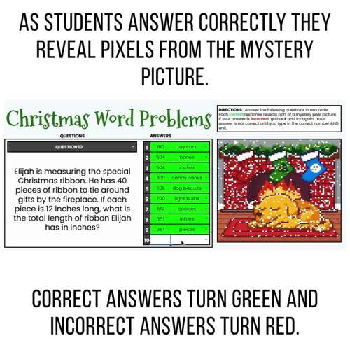 2 Digit by 2 Digit Multiplication Word Problems Christmas Pixel Art ...