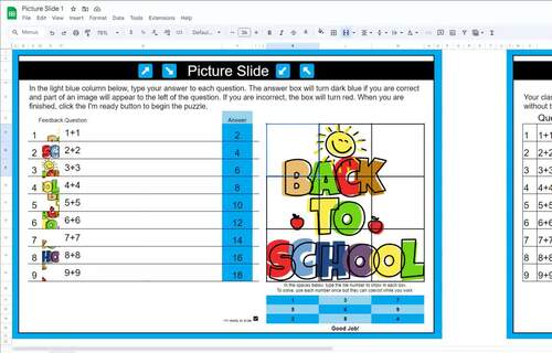 Picture Slide Activity Bundle - Google Sheets Games - Back to School Games