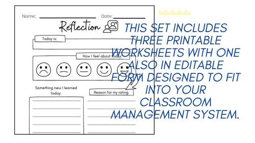 Behavior Reflection Sheet Set | Includes Feelings Check-In & Daily ...