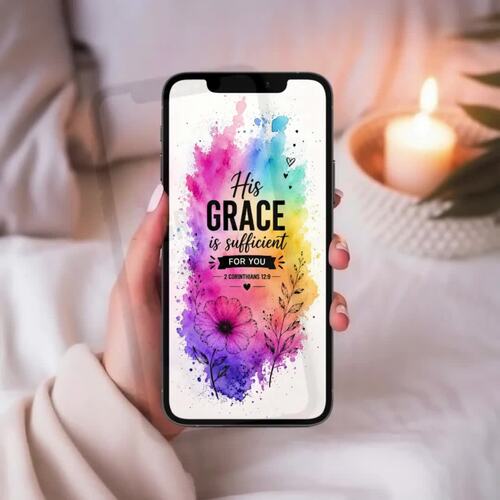 Christian Phone Wallpaper – 2 Corinthians 12:9 Grace Design by ...
