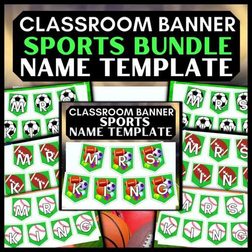 Printable Sports Name Banner BUNDLE → Editable Bulletin Board Decor All