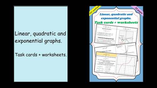 Graphs-Linear, quadratic, exponential, absolute value, reciprocal, circle, root.