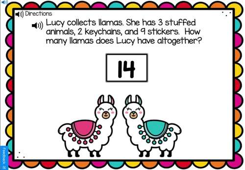 Adding 3 Numbers Word Problems Boom Cards by Jennifer Bates | TPT