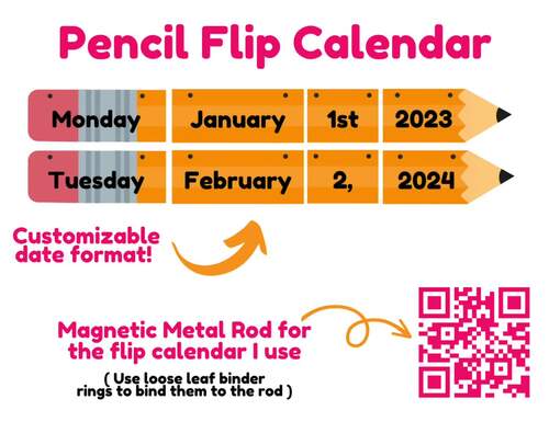 Pencil Flip Calendar by Miss Kerry Teaches TPT