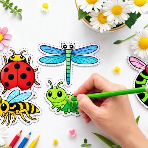 Insects Coloring Templates for Spring, Earth Day & Garden Crafts ...