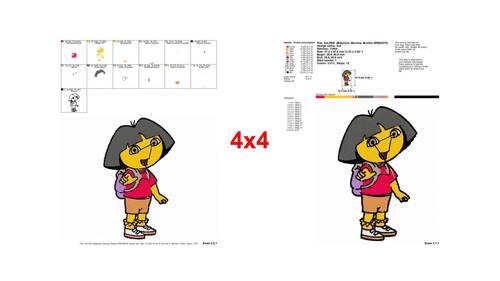 Dora the Explorer cartoon character embroidery designs for children ...