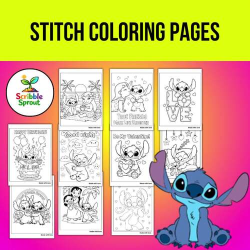 Cute Stitch Colouring Pages (10 Printable Pages) | Kids &amp; Adults ...