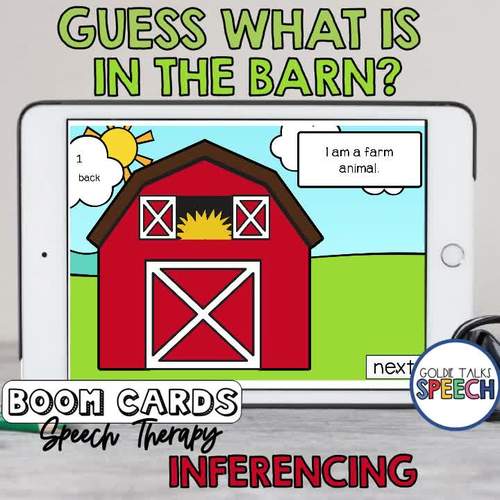 Guess What's in the Barn Inferencing Boom Cards Speech Distance Learning Farm