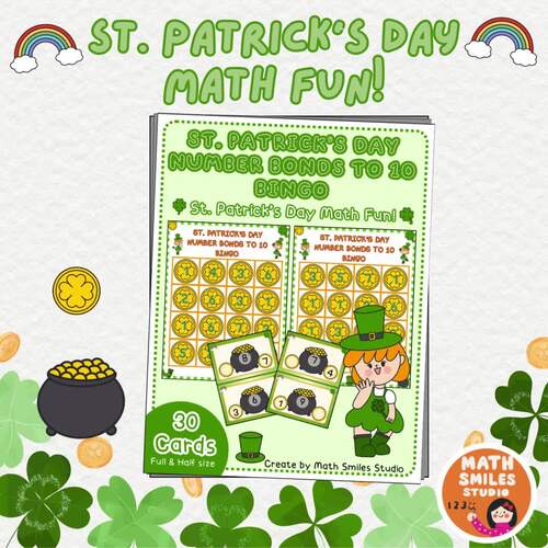Gold Coin Number Bonds to 10 Bingo | St. Patrick’s Day Math Game K ...