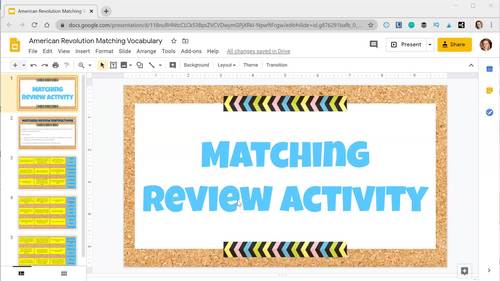 DIGITAL American Revolution Vocabulary Matching Activity by Laken Bowlin