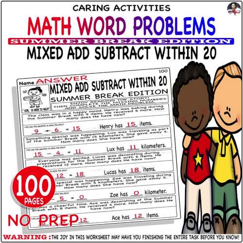 Math word problems addition and subtraction within 20 Happy - Summer ...