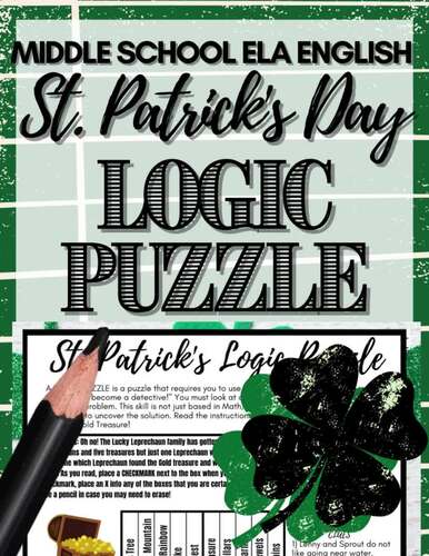 Middle School St. Patrick’s Day Math Activity Logic Puzzle for 5th 6th ...