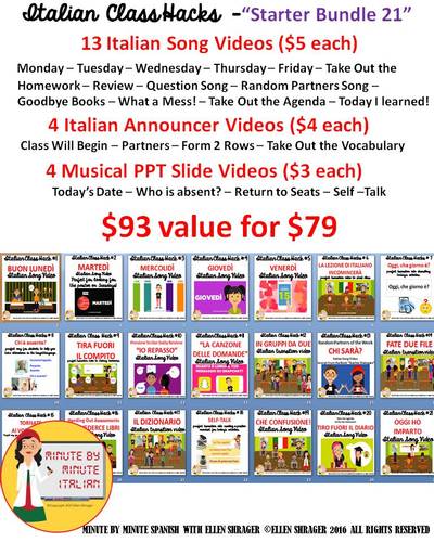 Preview of Italian Class Transition Videos Bundle for CI , TCI, 90%TL