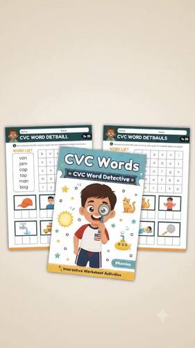 CVC Word Detective Worksheets — Phonics Word Search & Spelling Activity ...