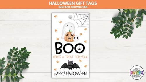 Ghost Halloween Treat Bag Gift Tag - Halloween Favor Tags for Goodie Bag