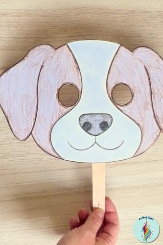 Dog Mask Template Set, Printable Pet Animal Face Masks Coloring Page Craft