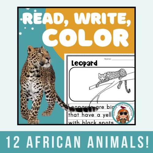 African Animal facts Read Write Color activity BUNDLE | TPT