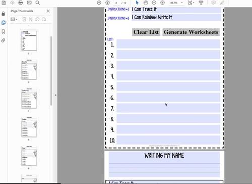 Rainbow Write Template Editable Worksheets