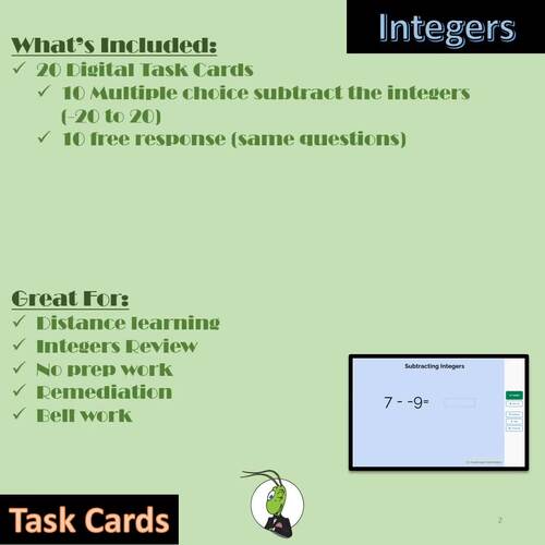 Subtracting Integers Pre Algebra BOOM Task Cards