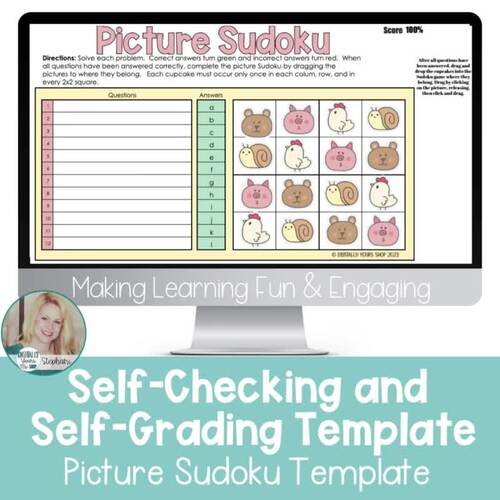 Editable Self-Checking Template Digital Picture Sudoku Commercial Use ...