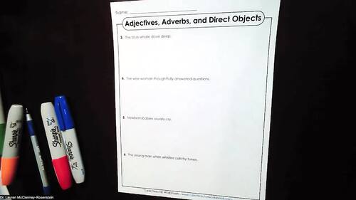 Preview of Engaging Lessons on Adjectives, Adverbs, and Direct Objects