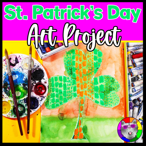 Preview of St. Patrick's Day Art Lesson, Alma Woodsey Thomas Shamrock Art Project Activity