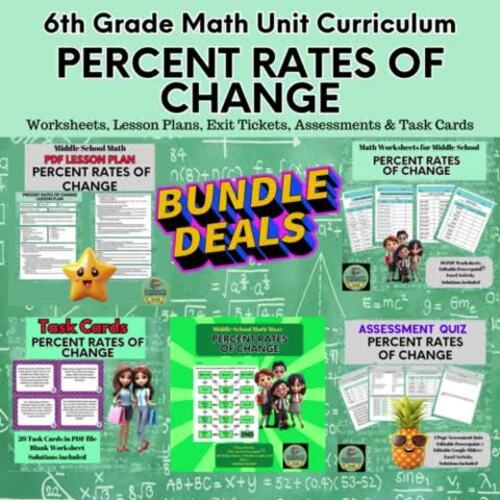 PERCENT RATES OF CHANGE * Unit Curriculum BUNDLE * 6th Grade Middle School Math