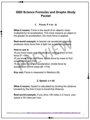 Must-Know Formulas and Graphs for the GED Science Test | TPT