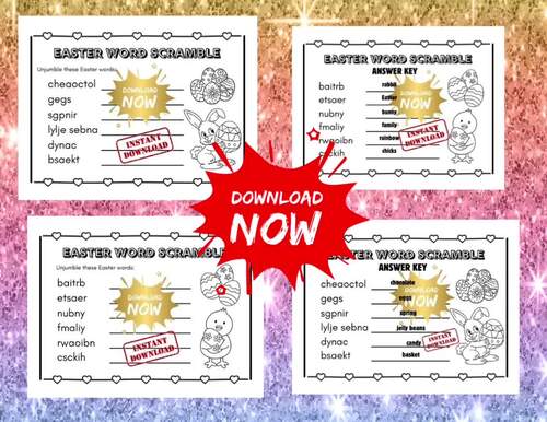 Easter Word Scramble Printable for Kids Easter Activity Sheet Classroom ...