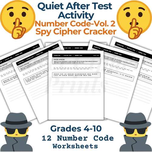 Quiet After Test Activities | Number Code Spy Cipher Cracker- 12 Pages ...