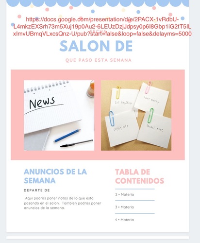Preview of Dual Language template in Spanish for online teaching/en español