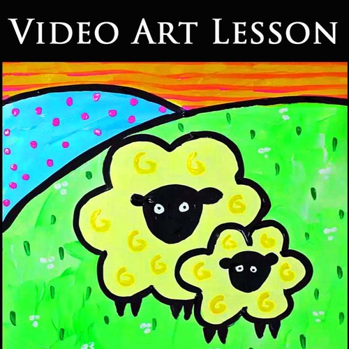 Preview of SHEEP DUO Art Lesson | Easy MOTHER'S DAY Drawing & Painting Project Tutorial