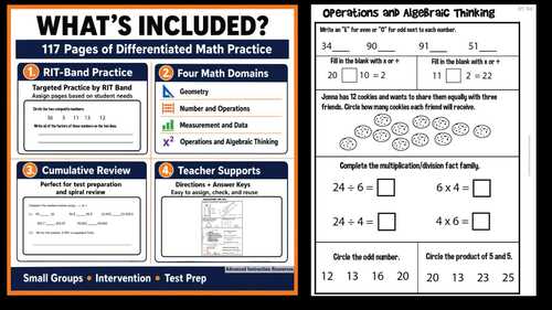 NWEA MAP Test Prep Math Practice - RIT Band Review | TPT
