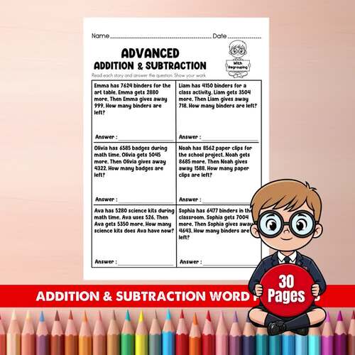 5th Grade Advanced Addition & Subtraction Word Problems | Back to ...