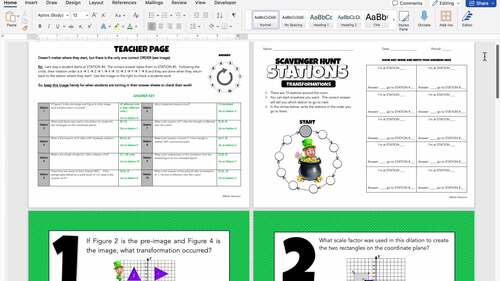 8th Grade Math Review | Transformations Activity | St. Patrick's Day ...