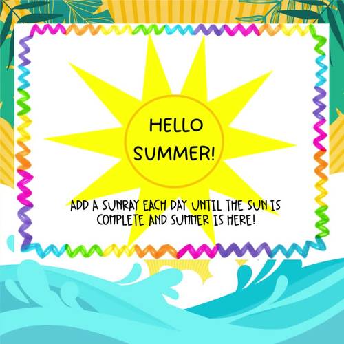 Hello Summer Summer Countdown Activity by Play Learn Create- Early Learning